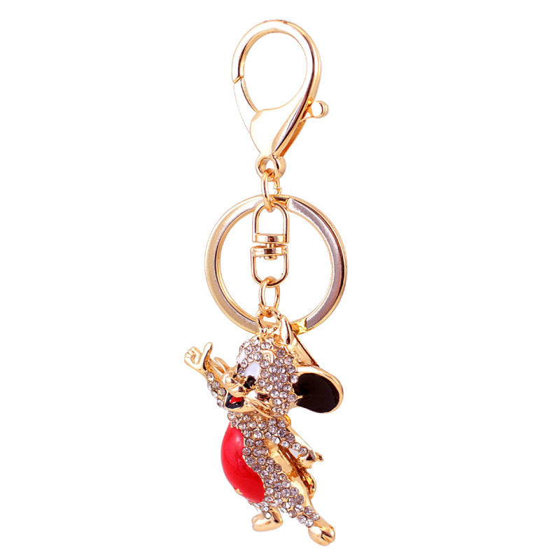 Adorable Mouse Keychain for Women - Sparkling Rhinestone Zodiac-Inspired Rodent Charm, Durable Metal Car Keyring & Bag Accessory