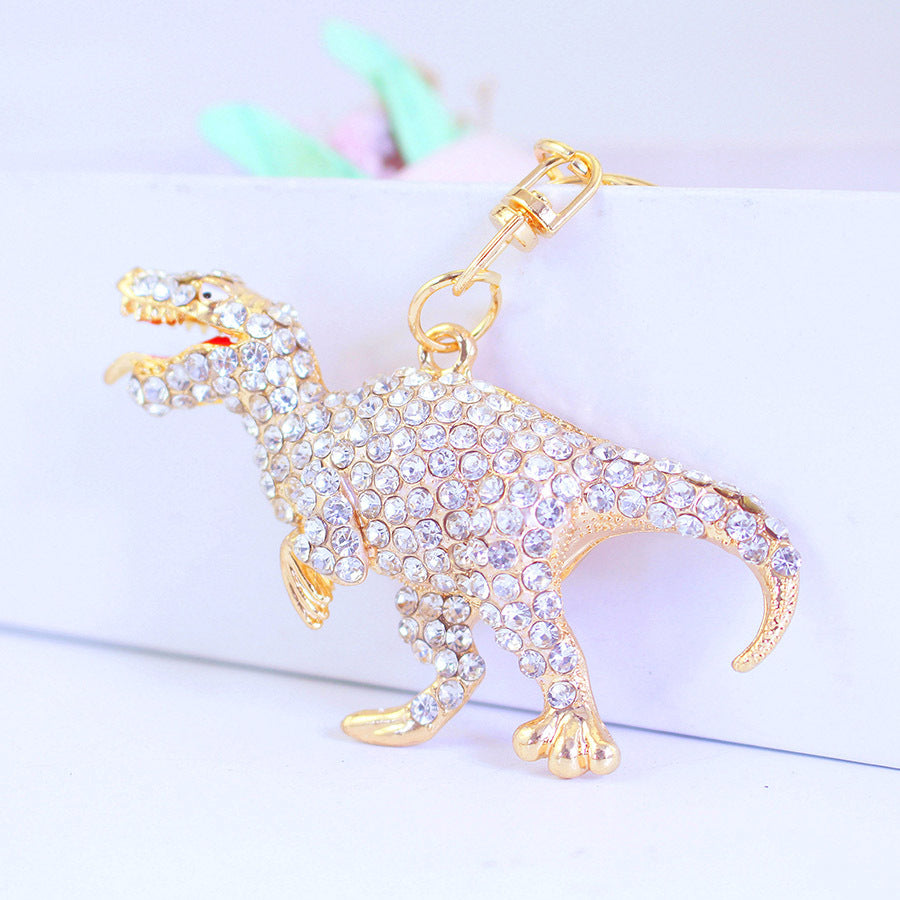 Sparkling Dinosaur Keychain for Her - Crystal & Rhinestone Keyring, Boho Purse Accessory