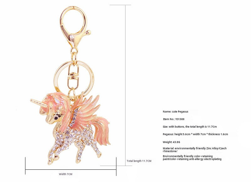 Hand-Dipped Enamel Unicorn Car Charm - Whimsical Drip Paint Keychain & Bag Clip for Women, Magical Birthday Gifts